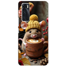 Печатный чехол «Зверята с кофе» для ViVO V20 se – Медведь с кофе