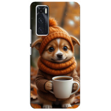 Печатный чехол «Зверята с кофе» для ViVO V20 se – Песик с кофе
