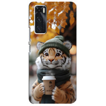 Печатный чехол «Зверята с кофе» для ViVO V20 se – Тигр с кофе
