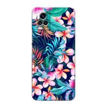 Чехол для Виво В20 - с принтом (Дизайнерские) (AlphaPrint) (Красочные цветы)