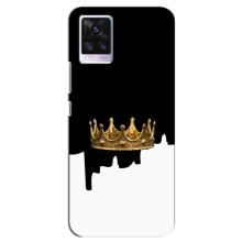 Чехол (Корона на чёрном фоне) для Виво В20 – Золотая корона