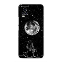 Чехол с рисунком кот на ViVO V20 (Девушка с котом)