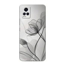 Чехол с цветочным принтом на Виво В20 – Черные цветы