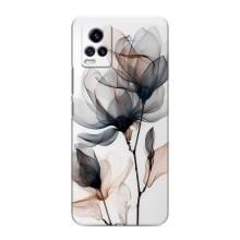 Чехол с цветочным принтом на Виво В20 – Цветы на белом