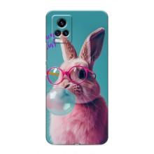 Чехол с принтом стильные животные для Виво В20 – Кролик в очках