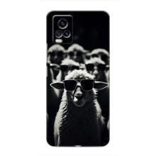 Чехол с принтом стильные животные для Виво В20 – Овечка в очках