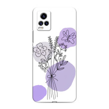 Силиконовый чехол с принтом в цветах на ViVO V20 (Фиолетовый букет)