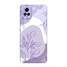 Силиконовый чехол с принтом в цветах на ViVO V20 (Фиолетовый дизайн)