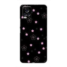 Чохол з розовим принтом для ViVO V20 – Рожеві квіти на чорному