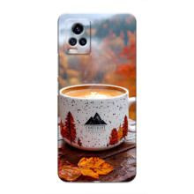 Чехол с уникальным дизайном «Осень с кофе» для ViVO V20 – Кофе на природе