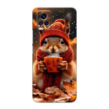 Печатный чехол «Зверята с кофе» для ViVO V20 – Белка с кофе