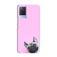 Бампер для Vivo V21 с картинкой "Песики" (Собака на розовом)
