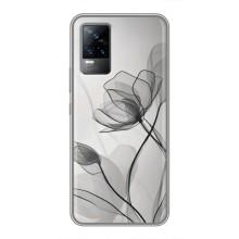 Чехол с цветочным принтом на Виво В21 (Черные цветы)