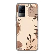 Чехол с цветочным принтом на Виво В21 (Коричневые цветы)