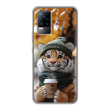 Печатный чехол «Зверята с кофе» для Vivo V21 – Тигр с кофе