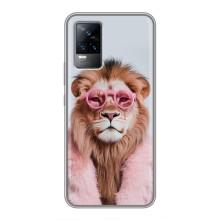 Чехол с принтом стильные животные для Виво В21Е – Лев в очках