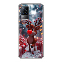 Яркий чехол для Vivo V21E с Зимними Оленятами – Олень среди подарков