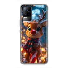 Яркий чехол для Vivo V21E с Зимними Оленятами – Олень в шарфе
