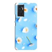 Чехол с Цветами для Vivo V23e (ромашки на голубом)