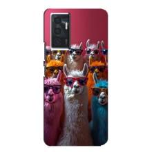 Чохол з принтом стильні тварини для ВІVО V23е (Лами в окулярах)