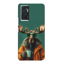 Чохол з принтом стильні тварини для ВІVО V23е (Лось з кавою)