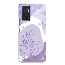Силконовий чохол з принтом в квітах на Vivo V23e – Фіолетовий дизайн