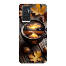 Чохол з унікальним дизайном 'Осінь з кавою' для Vivo V23e – Темна кава