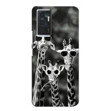 Силиконовый чехол с КАРТИНКАМИ лето для Vivo V23e (AlphaPrint) (Жирафы в очках)