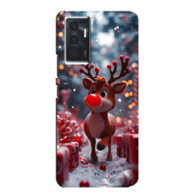 Яркий чехол для Vivo V23e с Зимними Оленятами – Олень среди подарков
