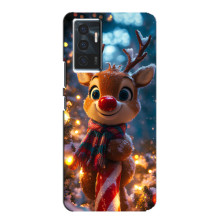 Яркий чехол для Vivo V23e с Зимними Оленятами – Олень в шарфе
