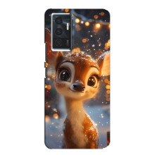 Яркий чехол для Vivo V23e с Зимними Оленятами – Оленёнок среди гирлянд