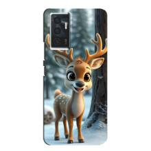 Яркий чехол для Vivo V23e с Зимними Оленятами – Оленёнок в лесу