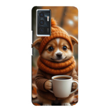 Друкований чохол 'Звірята з кавою' для Vivo V23e – Песик з кавою