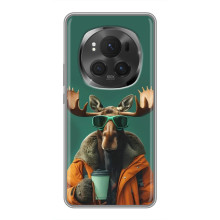 Чохол з принтом стильні тварини для Вівo Х200 ПРО (Лось з кавою)