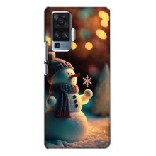 Чехлы на Новый Год Vivo X50 Pro (Снеговик праздничный)