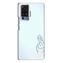 Чехлы (Знак сердечка) на Vivo X50 Pro – Сердце на голубом