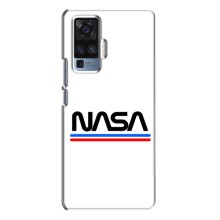 Силиконовый бампер с принтом "Наса" на Vivo X50 Pro (NASA на белом фоне)