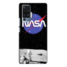 Силиконовый бампер с принтом "Наса" на Vivo X50 Pro (Nasa на луне)