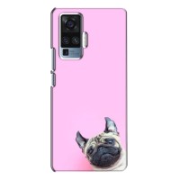 Бампер для Vivo X50 Pro с картинкой "Песики" – Собака на розовом