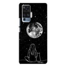 Чехол с рисунком кот на Vivo X50 Pro – Девушка с котом