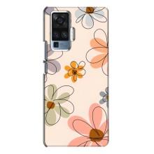 Чохол з квітковим принтом на ВівО X50 Про (Кольорові квіти)