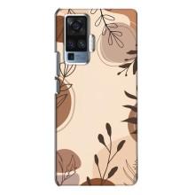 Чохол з квітковим принтом на ВівО X50 Про (Коричневі квіти)