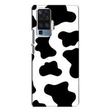 Чехол с принтом коровы на Виво Х50 Про – Черный принт