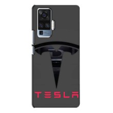 Силіконовий бампер з картинкою машини на Vivo X50 Pro – Logo TESLA