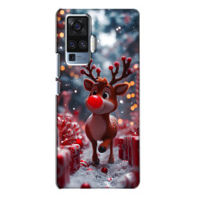 Яркий чехол для Vivo X50 Pro с Зимними Оленятами – Олень среди подарков