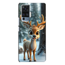 Яркий чехол для Vivo X50 Pro с Зимними Оленятами – Оленёнок в лесу