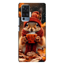 Печатный чехол «Зверята с кофе» для Vivo X50 Pro – Белка с кофе