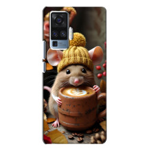 Печатный чехол «Зверята с кофе» для Vivo X50 Pro – Медведь с кофе