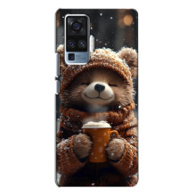 Печатный чехол «Зверята с кофе» для Vivo X50 Pro – Мишка с кофе