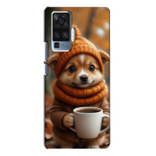 Печатный чехол «Зверята с кофе» для Vivo X50 Pro – Песик с кофе